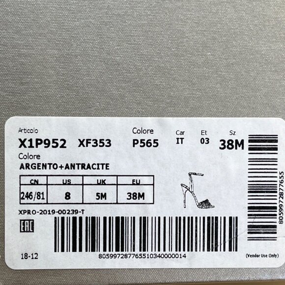 Giorgio Women’s Argento & Antracite Strappy Stiletto Heel Sandals Sz 8 US - Picture 9 of 14